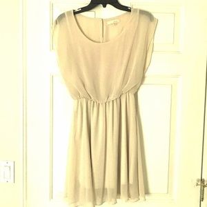 Lush Scoop Neck Off-White Keyhole Dress
